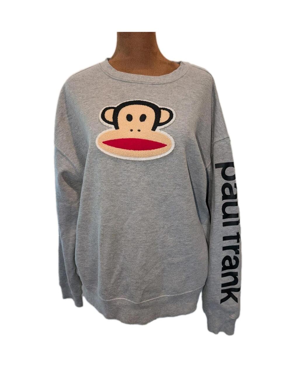 Paul Frank Sweatshirt Junior Medium Gray Julius Monkey 3D Embroidered Y2K Fun